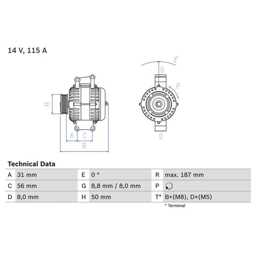 Bosch Car Alternator 12V 0 986 043 660
