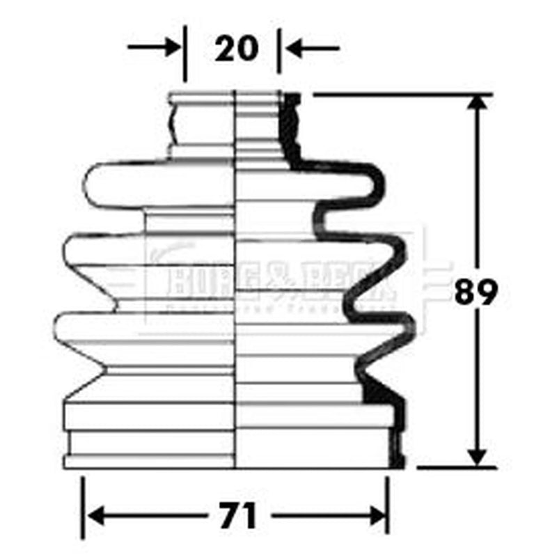 Borg & Beck Drive Shaft Bellow Kit transmission sided BCB2396