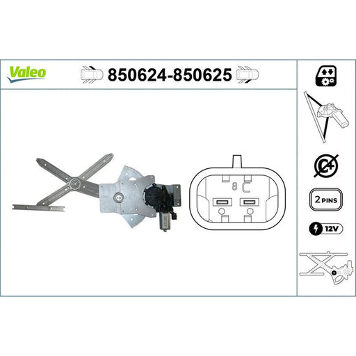 Valeo Electric Window Regulator Lifter Right Front 850625