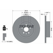 Textar 2 x Internally Vented Rear Brake Discs 92169503-x2