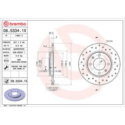 Brembo 2 x Perforated Rear Brake Discs 08.5334.1X-x2