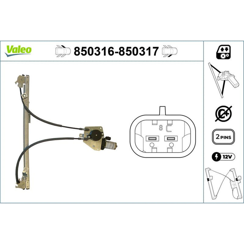 Valeo Electric Window Regulator Lifter Left Front 850316