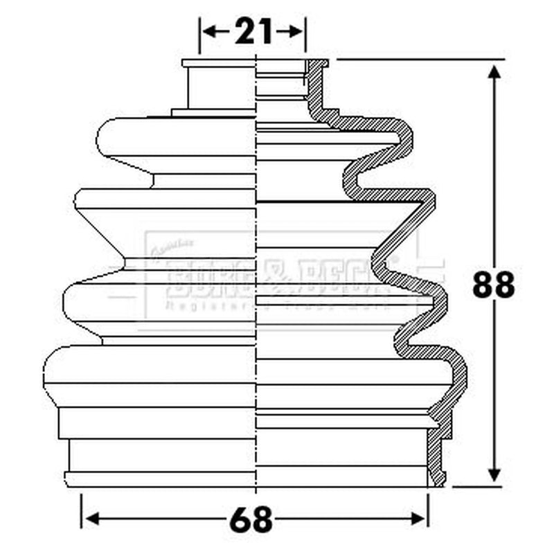 Borg & Beck Drive Shaft Bellow Kit transmission sided BCB6303
