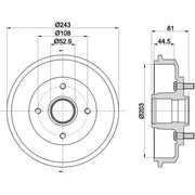 Mintex Brake Drum Assembly Rear MBD064