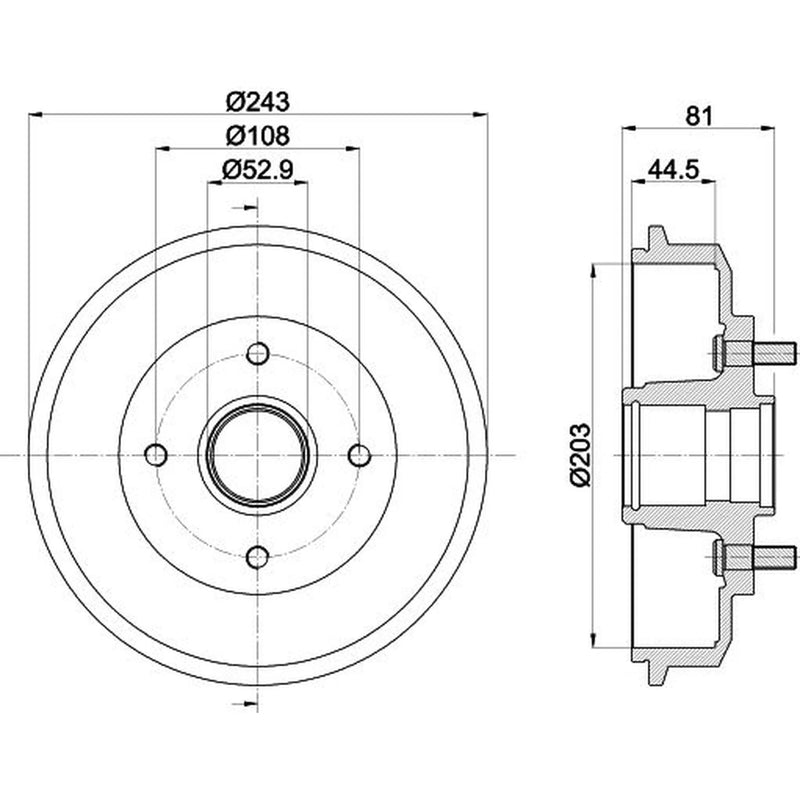 Mintex Brake Drum Assembly Rear MBD064