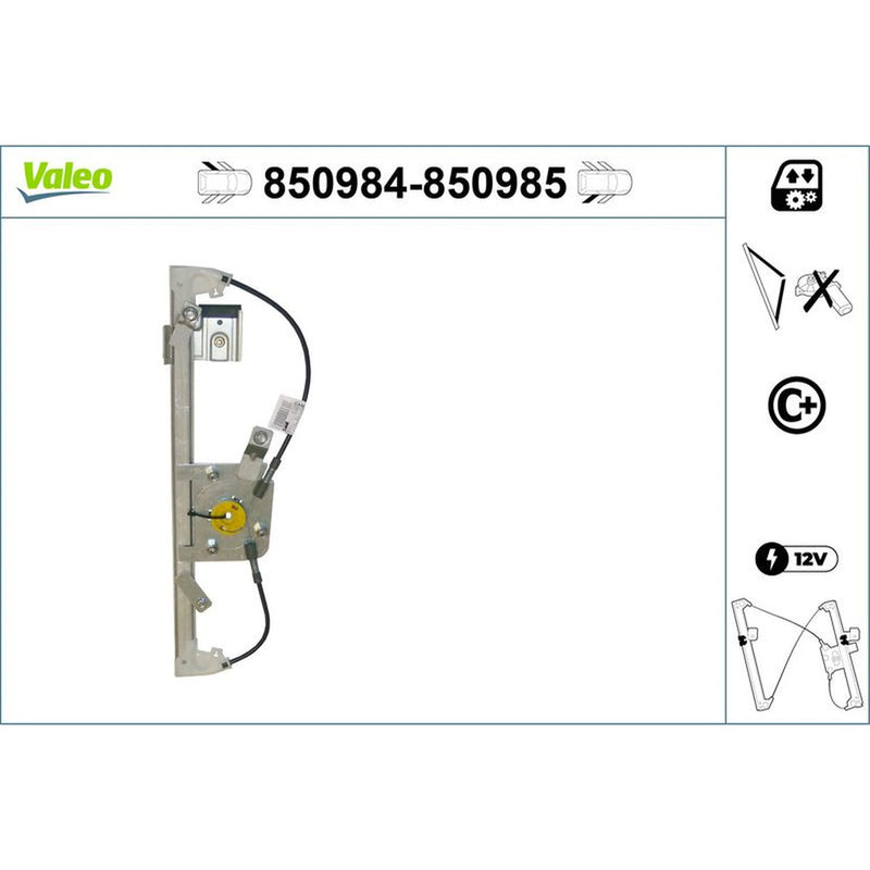 Valeo Electric Window Regulator Lifter Right Rear 850985