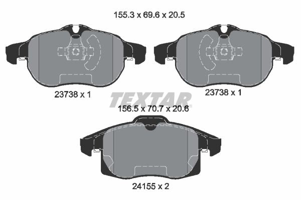 Textar Brake Pad Set Front x 20.6mm 2415501