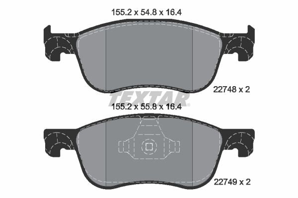 Textar Brake Pad Set Front 155.2mm x 54.8mm x 16.4mm 2274801
