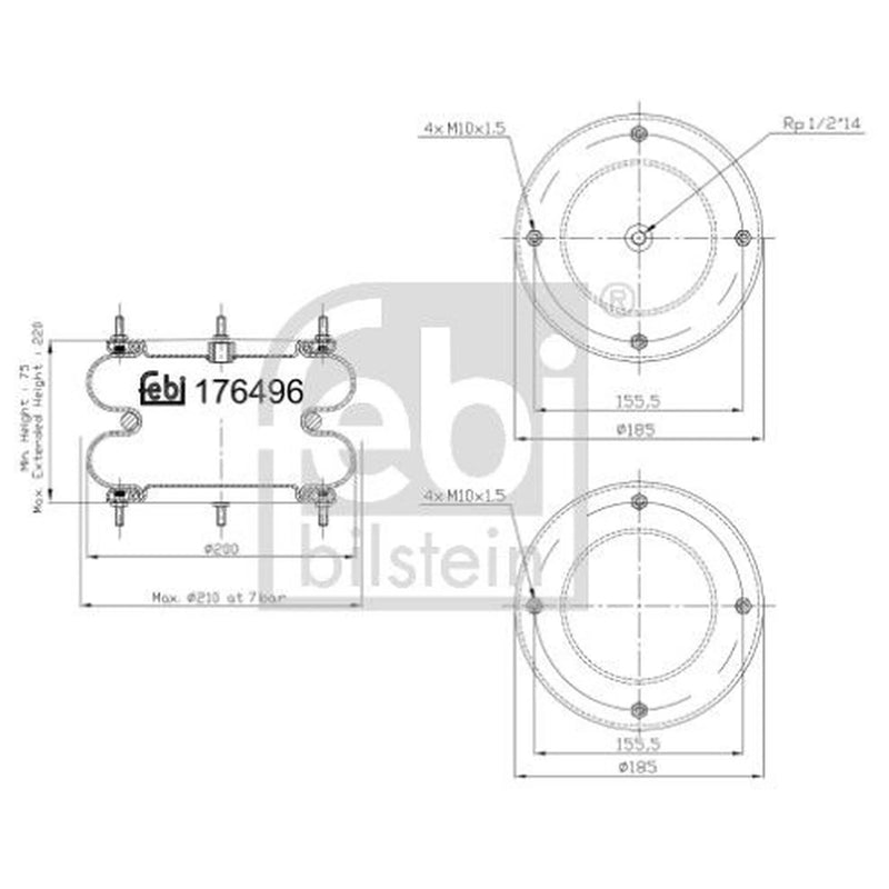 Febi Air Suspension Bellow 185mm 176496
