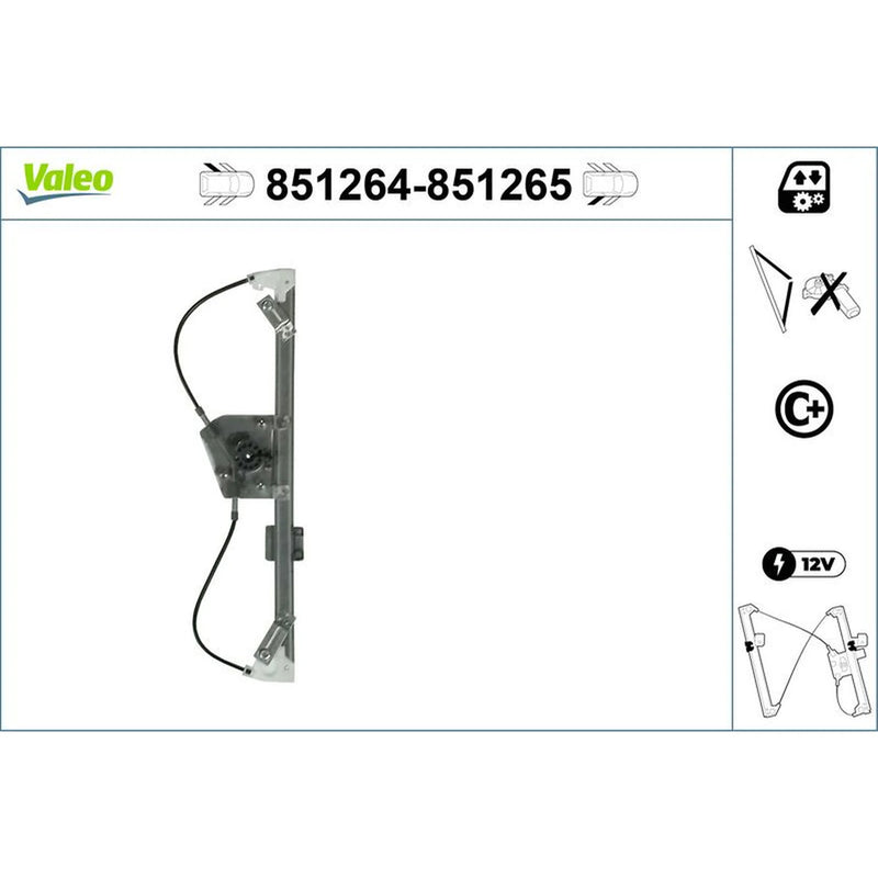 Valeo Electric Window Regulator Lifter Right Rear 851265