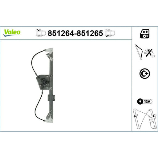 Valeo Electric Window Regulator Lifter Right Rear 851265