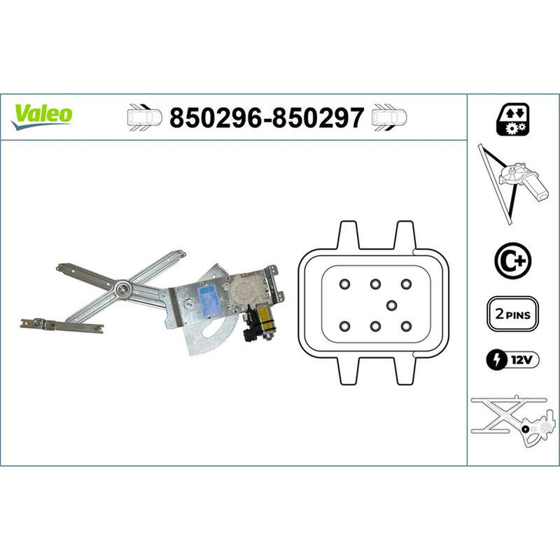 Valeo Electric Window Regulator Lifter Right Front 850297