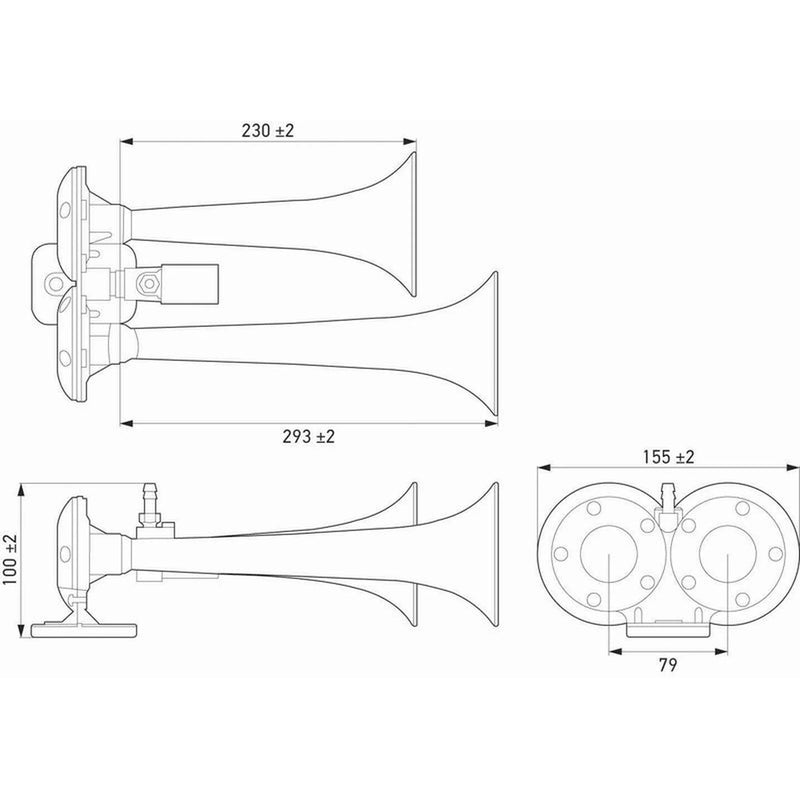 Hella Trumpet Style Car Horn 3PB 013 410-061