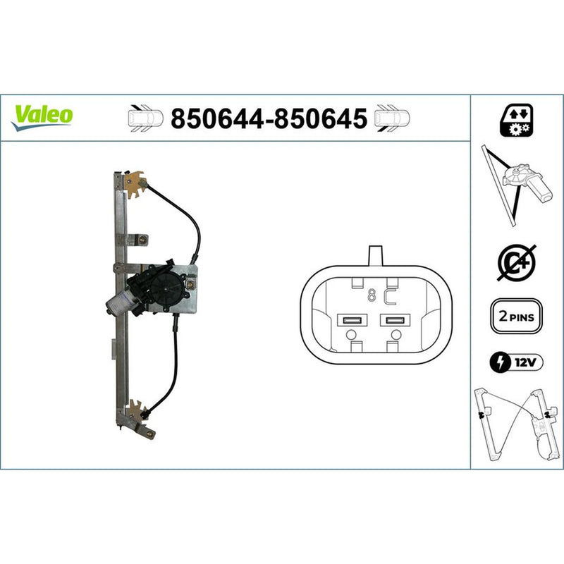 Valeo Electric Window Regulator Lifter Right Rear 850645