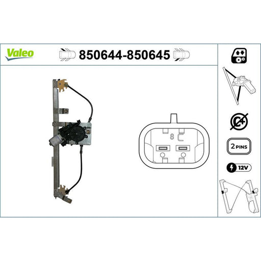 Valeo Electric Window Regulator Lifter Right Rear 850645