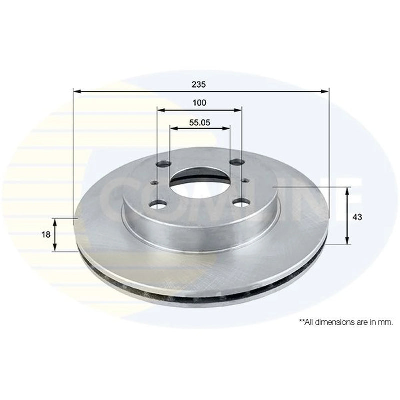 Comline 2 x Vented Front Brake Discs ADC0193V-x2