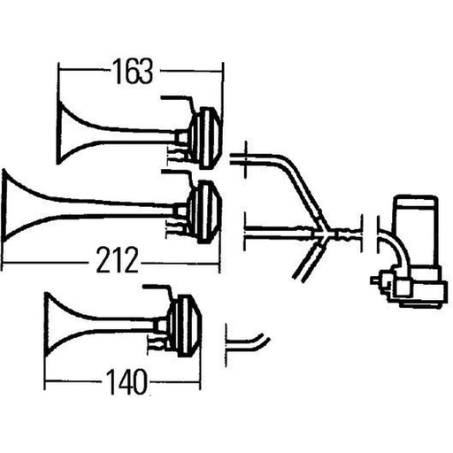 Hella Trumpet Style Car Horn 3PD 003 001-671