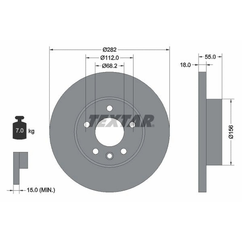 Textar 2 x Solid Front Brake Discs 92083703-x2