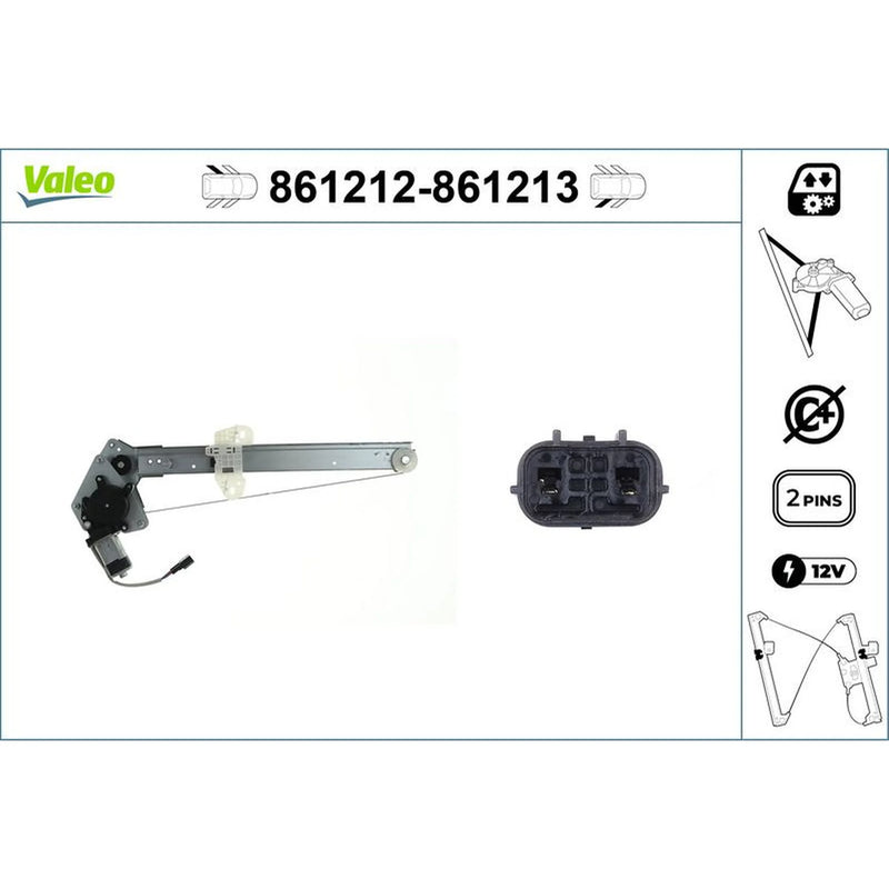 Valeo Electric Window Regulator Lifter Right Rear 861213