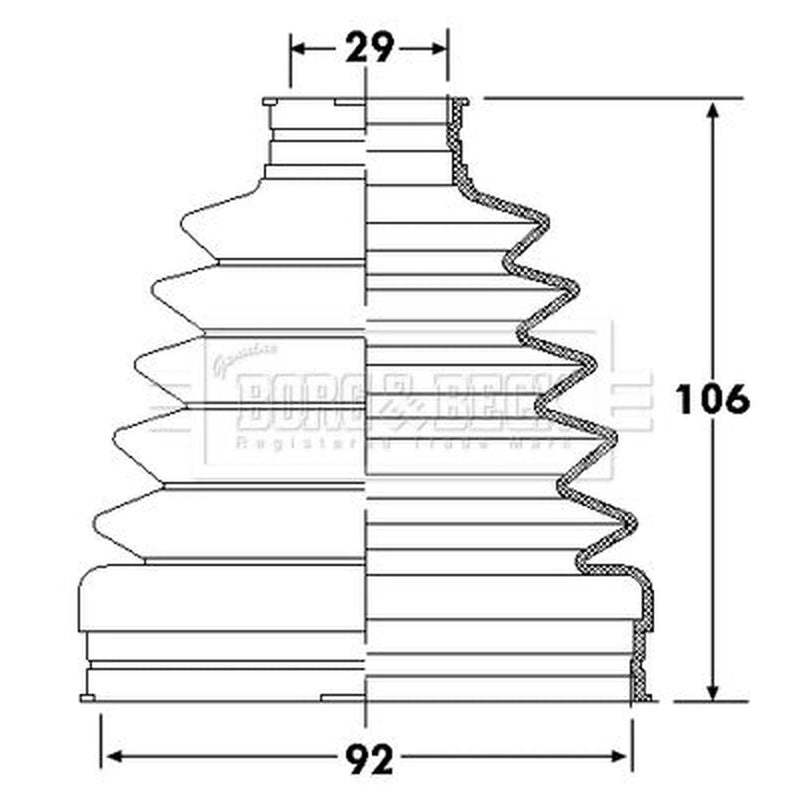 Borg & Beck Drive Shaft Bellow Kit transmission sided BCB6307