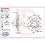 Brembo 2 x Slotted Front Brake Discs 09.7011.75-x2