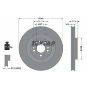 Textar 2 x Vented Front Brake Discs 92103205