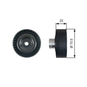 Gates V-Ribbed Belt Deflection/Guide Pulley Upper T36611