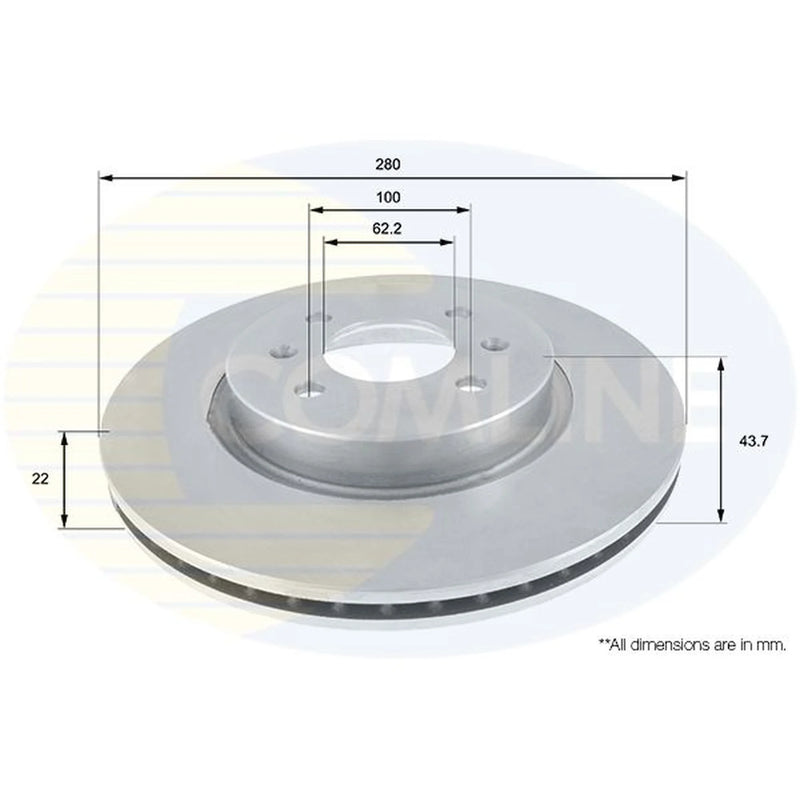 Comline 2 x Vented Front Brake Discs ADC2405V-x2