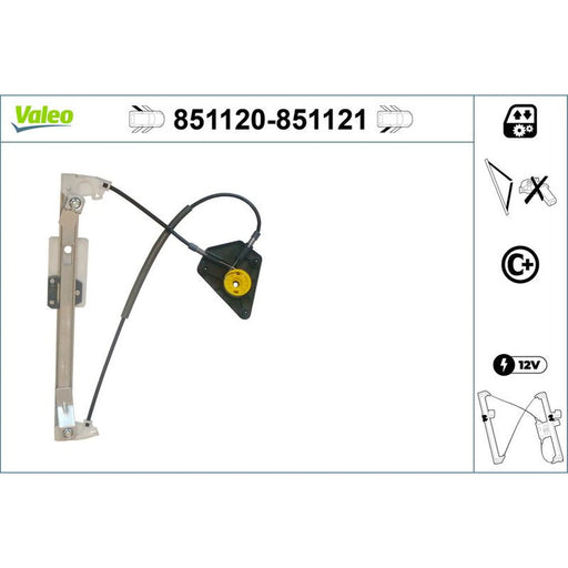 Valeo Electric Window Regulator Lifter Right Rear 851121