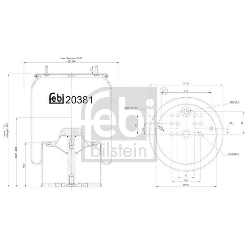 Febi Air Suspension Bellow 311mm 20381