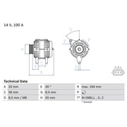 Bosch Car Alternator 12V 0 986 084 020