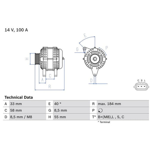 Bosch Car Alternator 12V 0 986 084 020