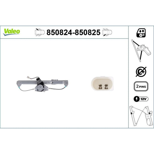 Valeo Electric Window Regulator Lifter Right Rear 850825