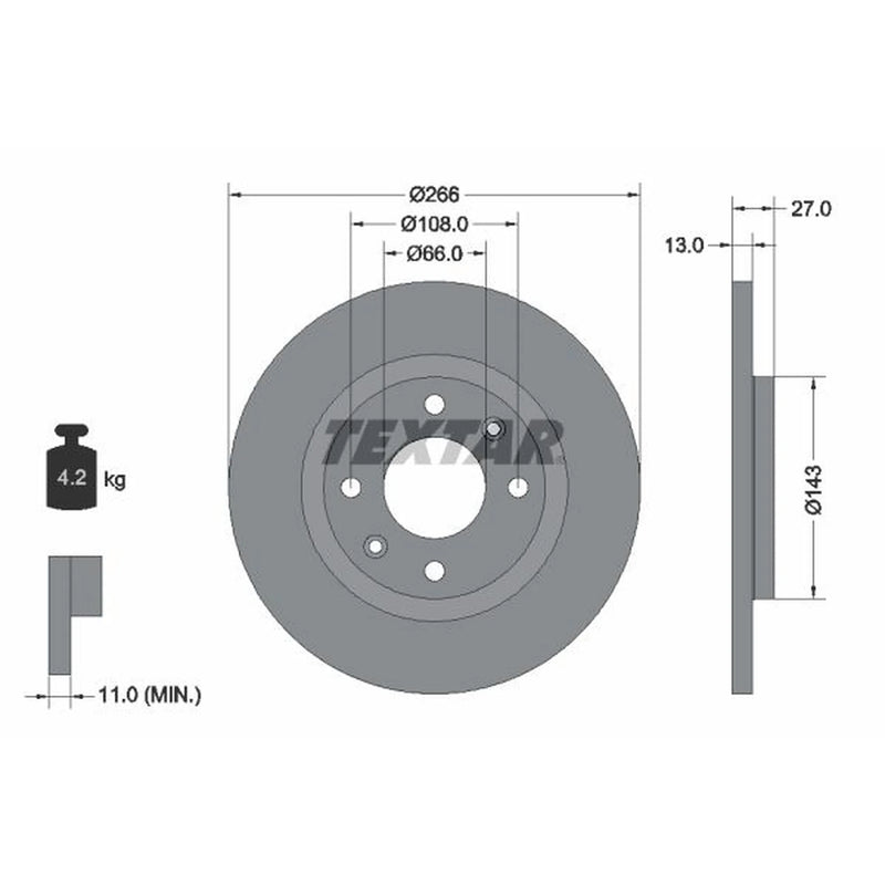 Textar 2 x Front Brake Discs 92089103-x2