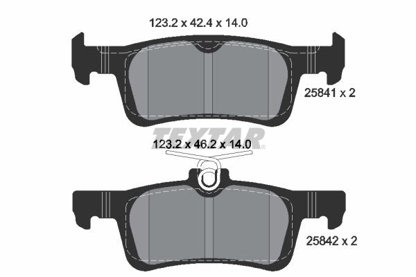 Textar Brake Pad Set Rear 123.2mm x 14mm 2584104