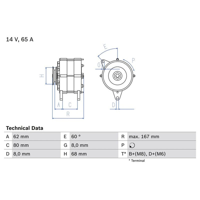 Bosch Car Alternator 12V 0 986 035 800
