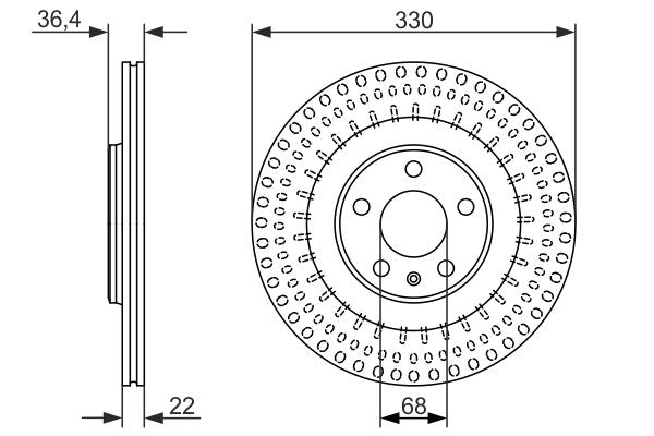Bosch 2 x Vented 330mm Brake Disc 0986479750