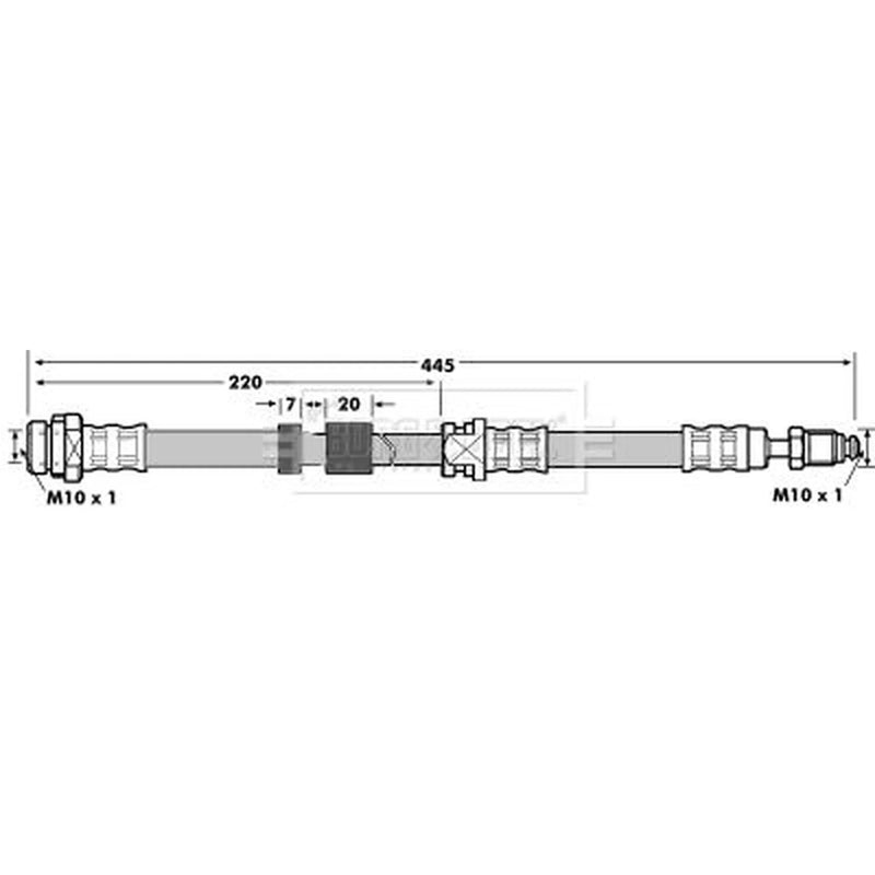 Borg & Beck Brake Hydraulic Hose Line Front Right BBH7079