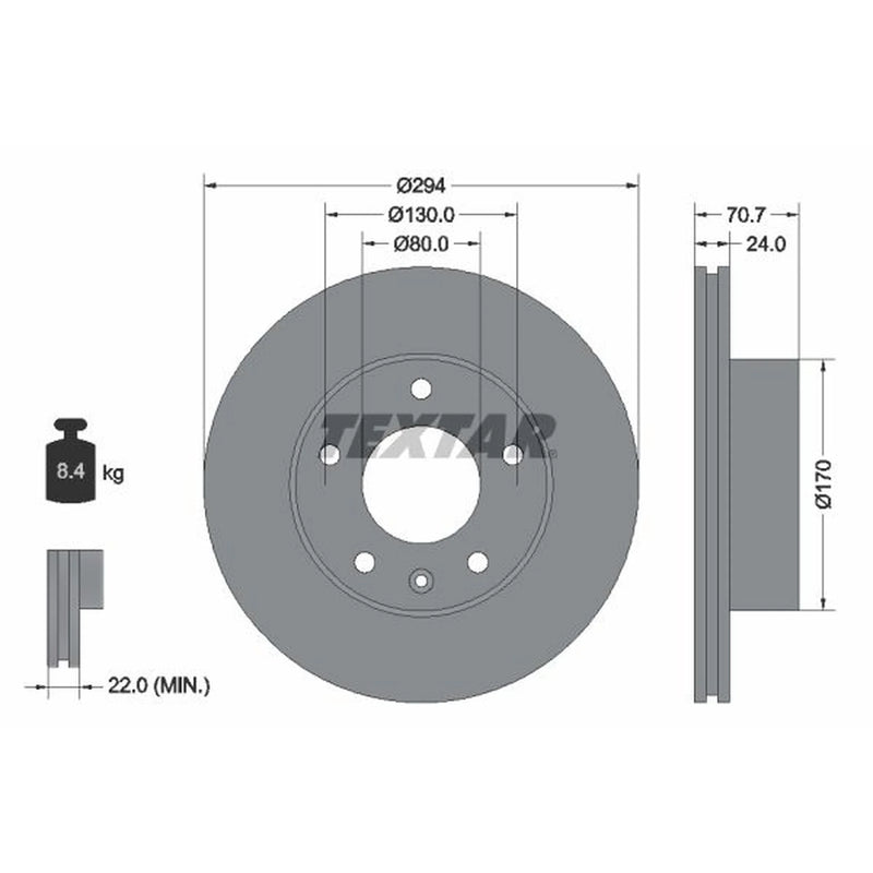 Textar 2 x Vented Front Brake Discs 92153400-x2
