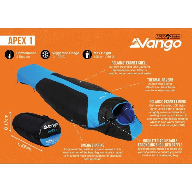 Vango Apex 1 Atom Blue Sleeping Bag - Vango - Van Life Living