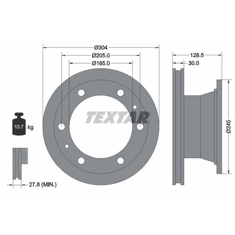 Textar 2 x Internally Vented Front Brake Discs 93084800-x2