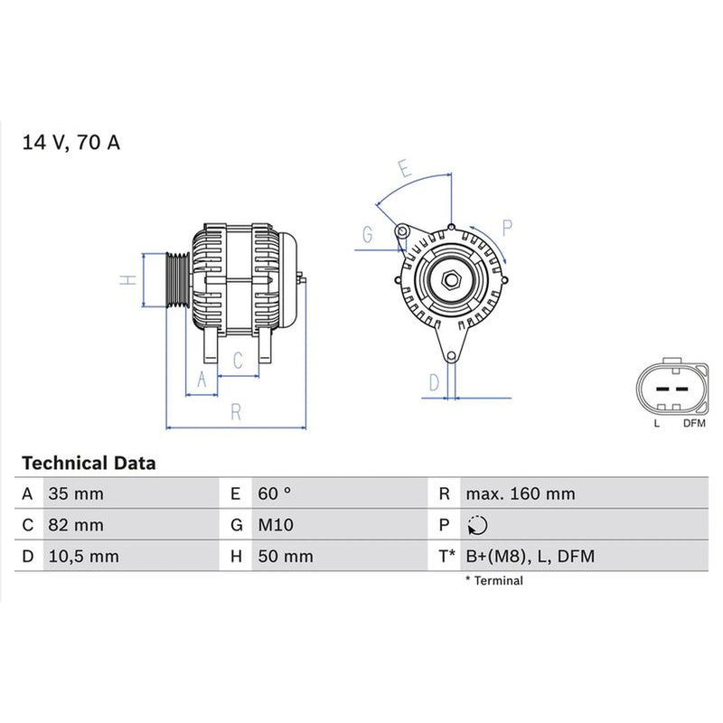 Bosch Car Alternator 12V 0 986 042 640