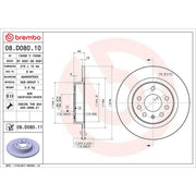 Brembo 2 x Solid Rear Brake Discs 08.D080.11-x2