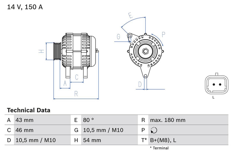 Bosch Car Alternator 12V 0986046240
