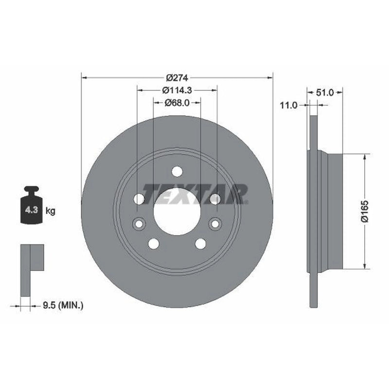 Textar 2 x Solid Rear Brake Discs 92352803-x2