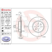 Brembo 2 x Vented Front Brake Discs 09.C174.11-x2