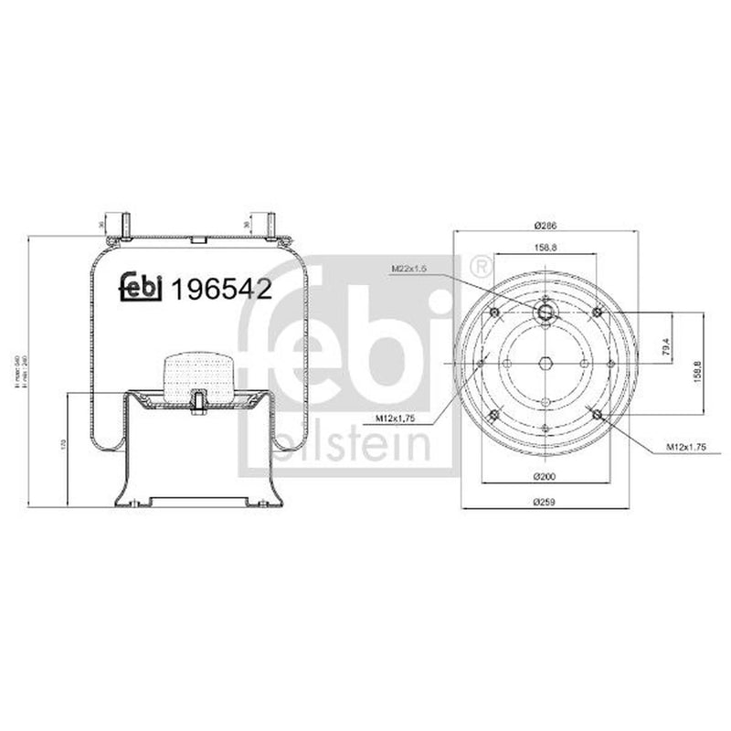 Febi Air Suspension Bellow 259mm 196542