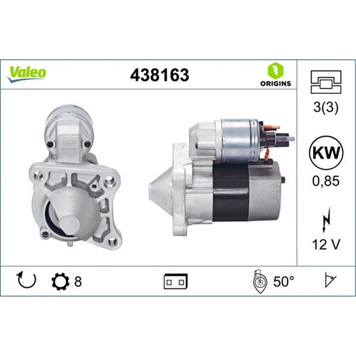Valeo Starter Motor 12V 0.85kW 8 Teeth 438163