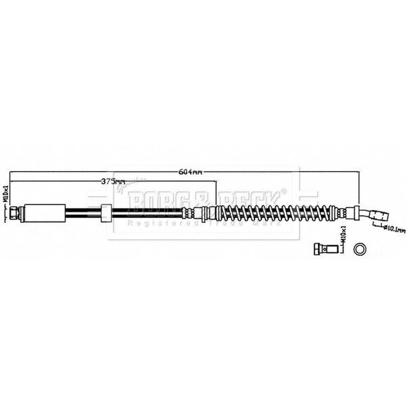 Borg & Beck Brake Hydraulic Hose Line Front Right BBH8489