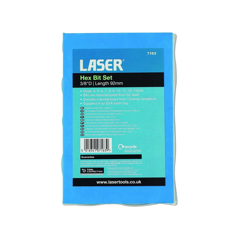 Laser Long Hex Socket Bit Set 3/8"D 10pc 7163 Laser  - Town Parts